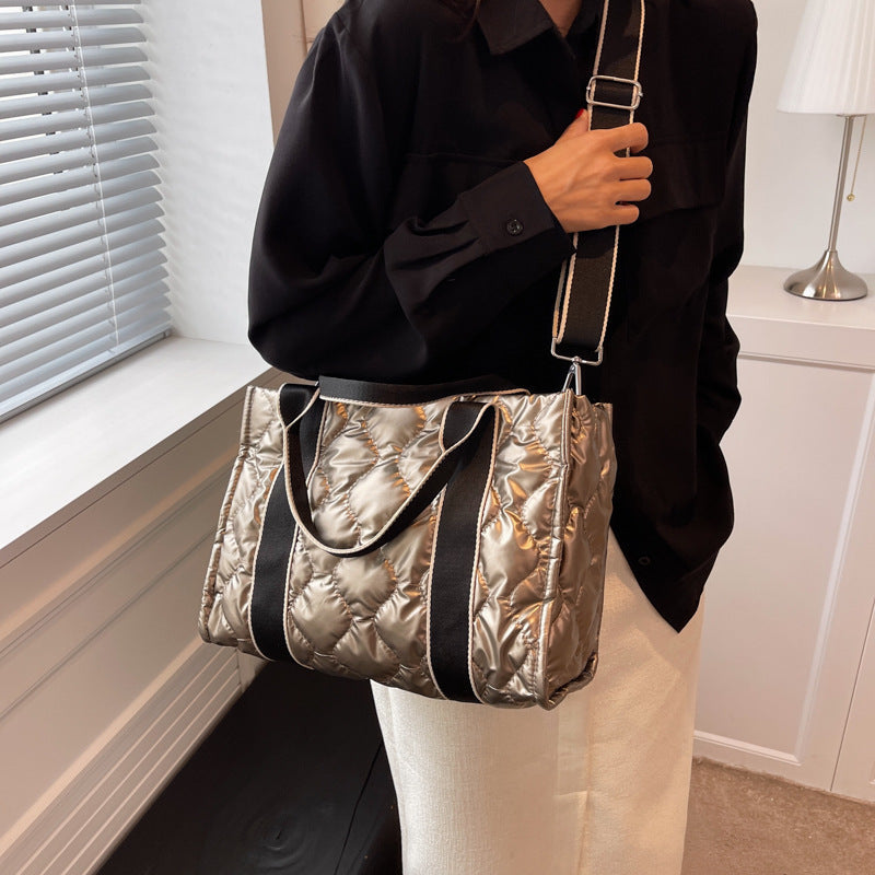 Rhombus Sewing Tote Bag Winter Designer Luxury Down Shoulder Bag High Capacity Commuting Personalized Handbags For Women