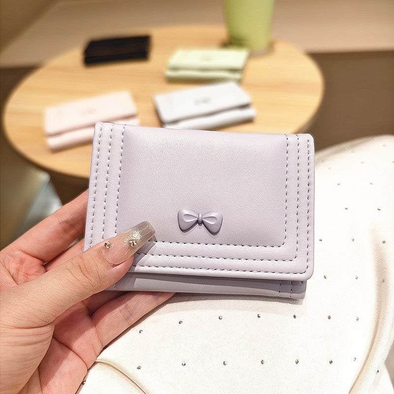 Solid-color Korean-style Cute Bowknot Wallet
