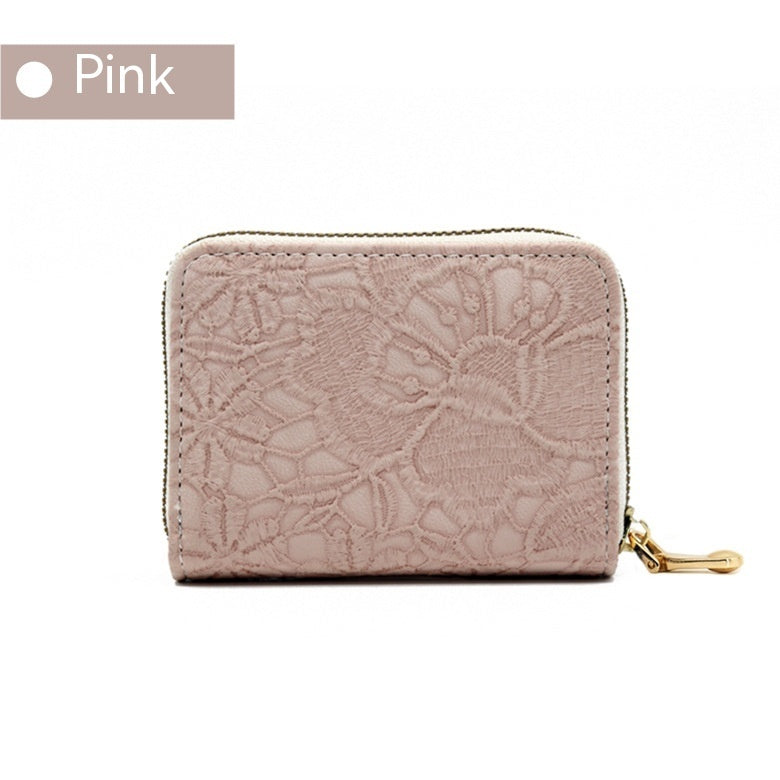 Lace Pattern File Holder Exquisite Small Coin Purse Anti-degaussing Bank Card Holder Multiple Wallet