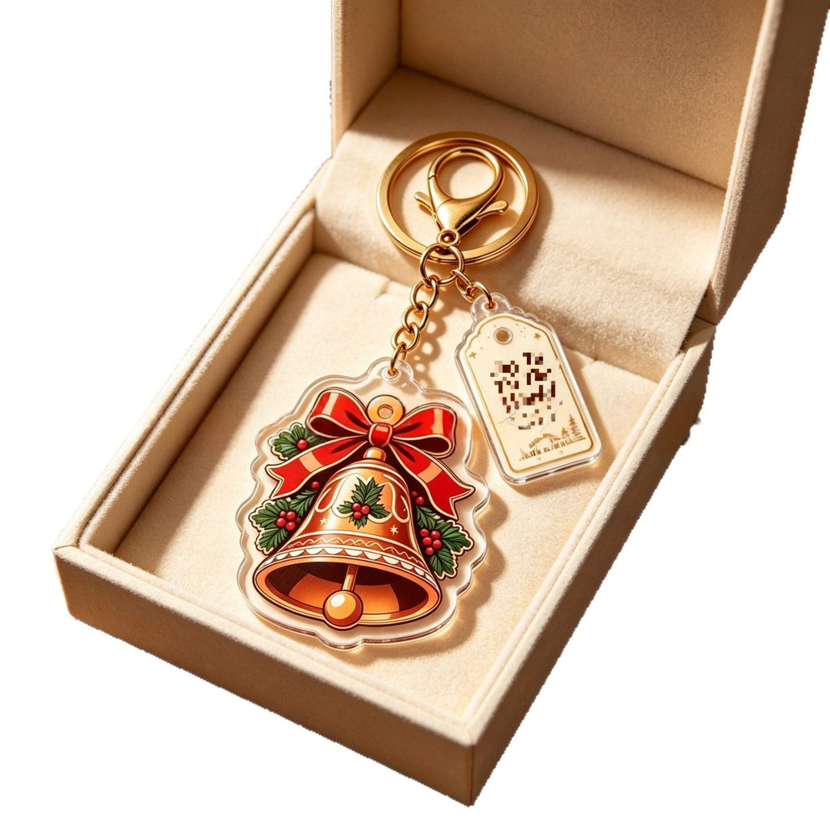 Christmas Acrylic Keychain With Artistic Blessing Message Charm