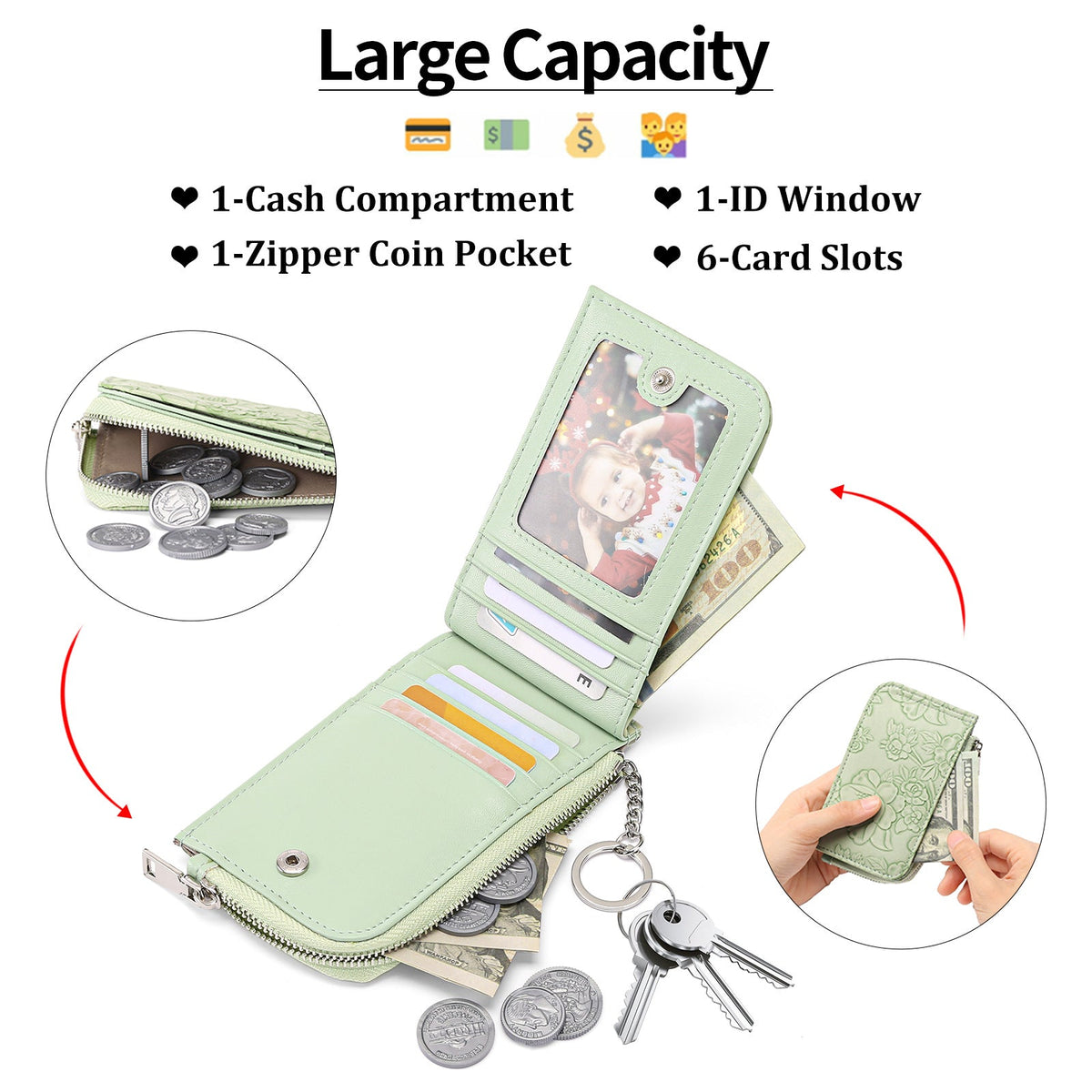 Zippered Large-Capacity Womens Coin Purse