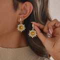 INS-style Sunflower Diamond-studded Earrings