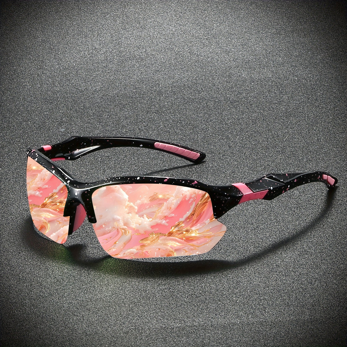 Half Rim Polarized Sports Sunglasses Uv400 Protective Mirrored Lens Eyewear Rugged Textured Frame With Non Slip Temple Suitable For Cycling,fishing,running And Various Outdoor Sports Activities.