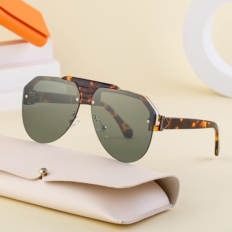 Fashionable Half-Frame Frog-Style For Men Outdoor UV-Protective Driving Sunglasses