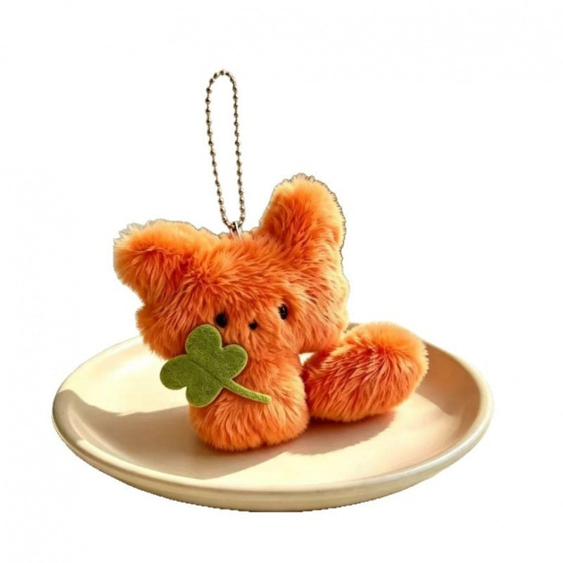 Cute Four-leaf Clover Little Fox Pendant Keychain