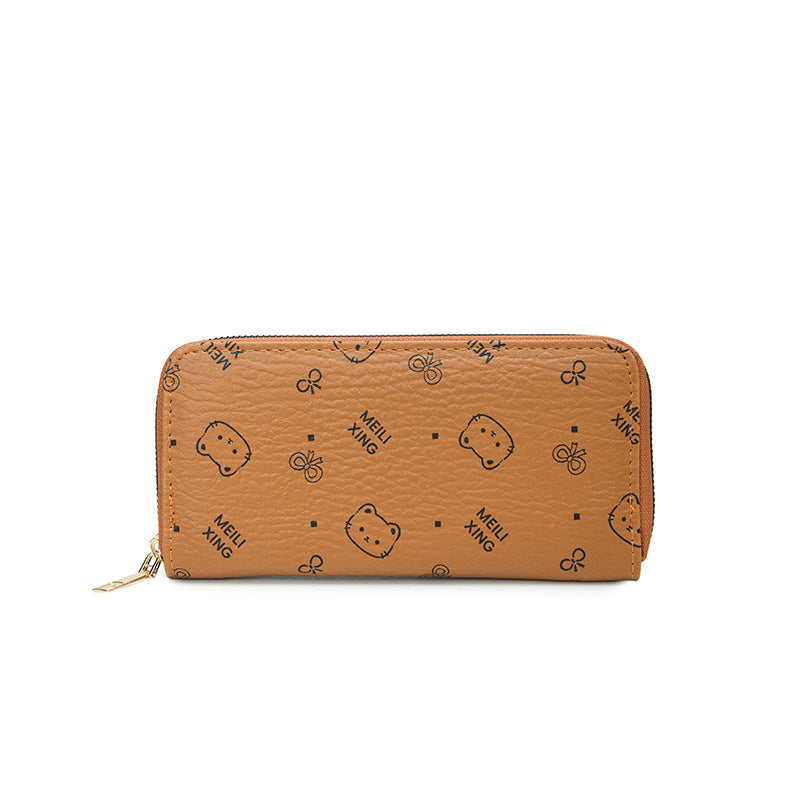Zippered Printed Long Clutch Wallet