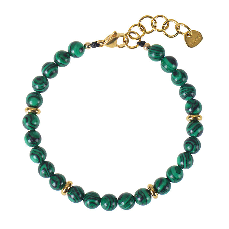 European And American Style 6mm Natural Malachite Bracelet