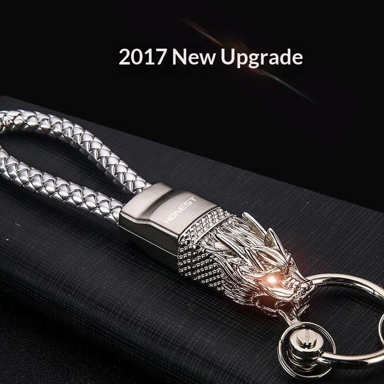 Leather-woven Classic Dragon-head Keychain For Men And Women