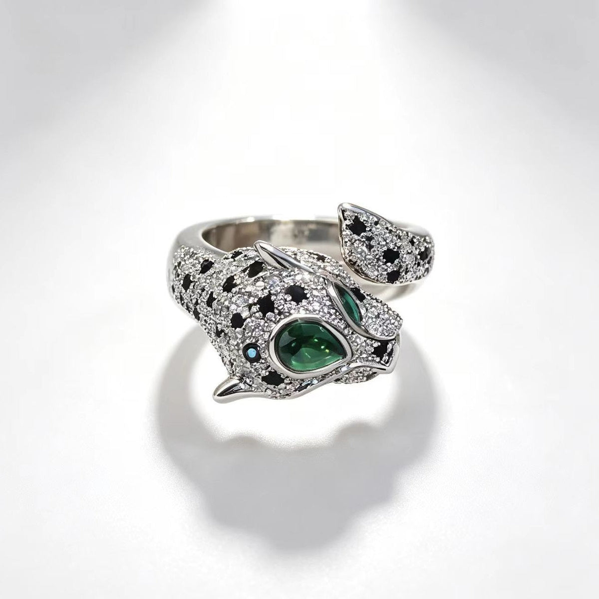 European And American Style Copper-plated Gold Zircon Leopard Ring For Women