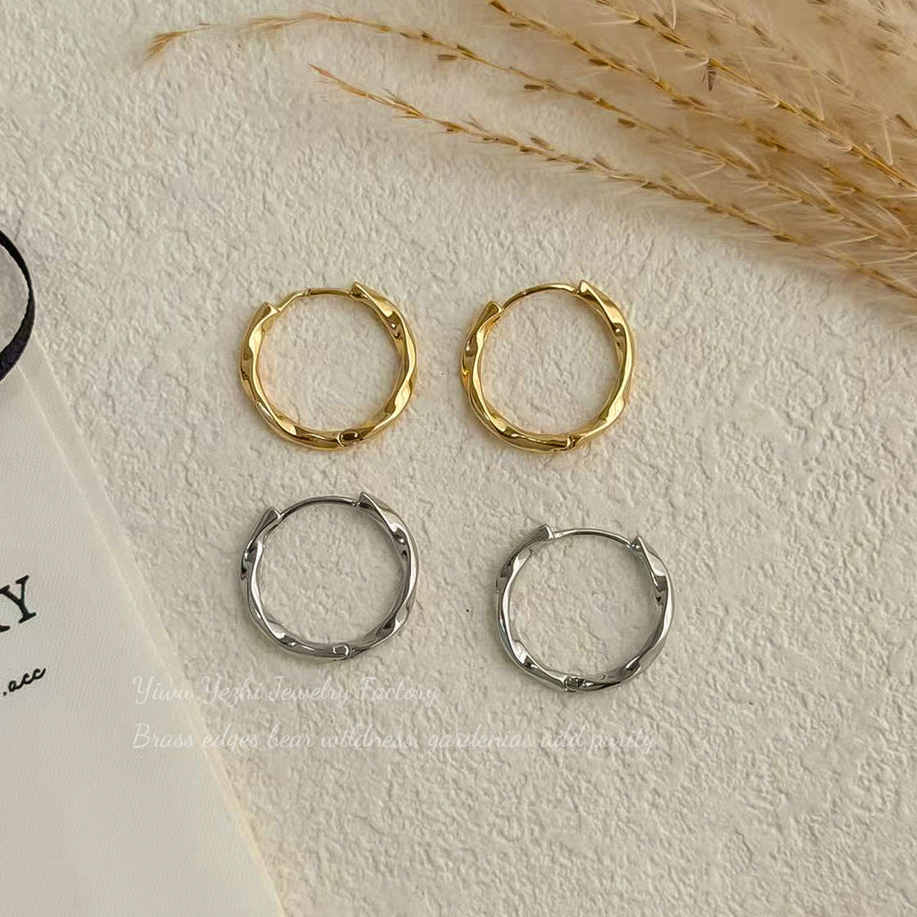 2025 New Style Silver Simple Plain Hoop Earrings For Women, Commuter Earrings With A Light Luxury And High-End Feel, Hoop Ear Studs
