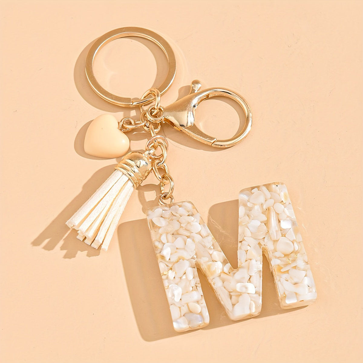 Letter Heart Tassel Keychain Bag