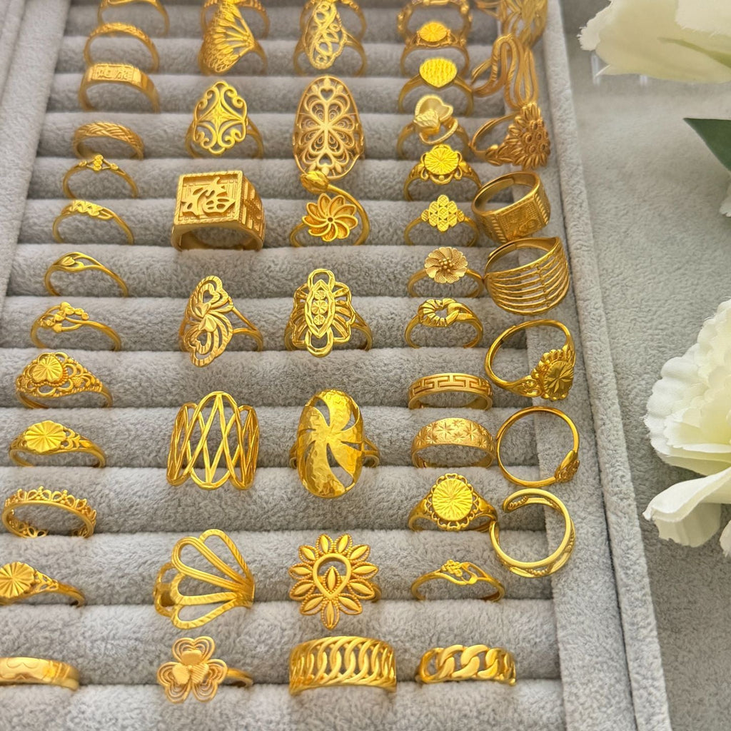 Vietnamese Real Gold-Plated Rings That Won'T Change Color When Heated, Open Rings For Men And Women, Unique And Fashionable Niche Cross-Border Jewelry