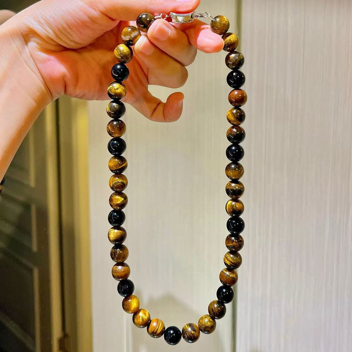 Autumn And Winter Maillard Style Natural Tiger Eye Stone Design Starry Crystal Clavicle Chain Necklace Guaranteed Authenticity And Re-Inspection