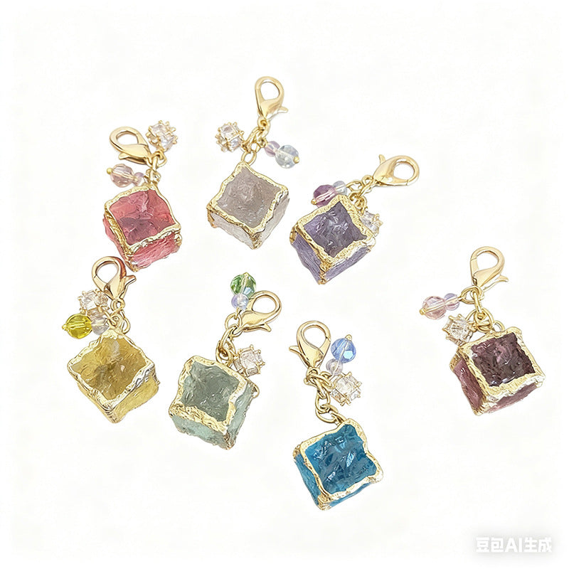 Rhinestone Block Flip-top Zipper Pull Charm For Womens Handbags
