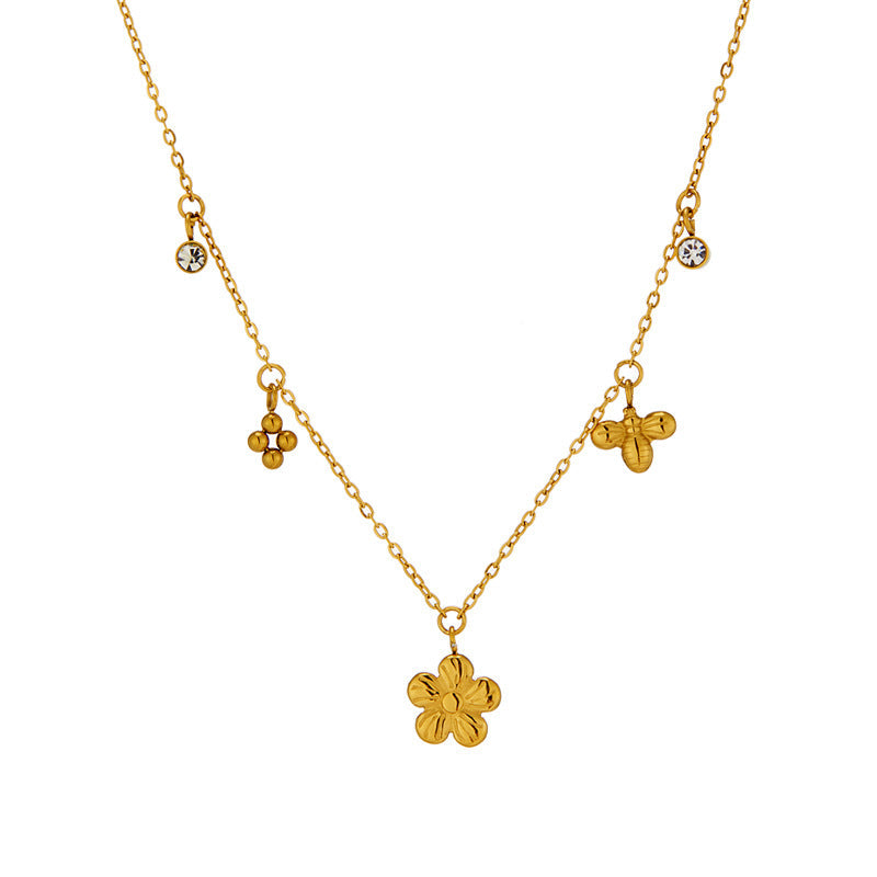 Fresh And Sweet Daisy Rhinestone Necklace Delicate Clavicle Chain