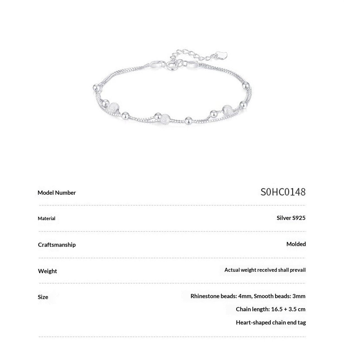 Brilliant Milky Way Bracelet Female Silver S925 Double Layer
