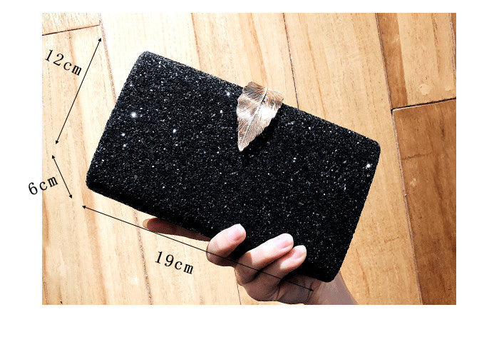 Evening Bag Ladies Clutch Super Shiny  Hardware Leaf Lock
