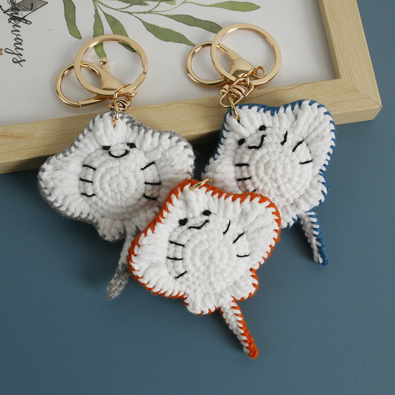 Hand-knitted Yarn Crocheted Stingray Keychain