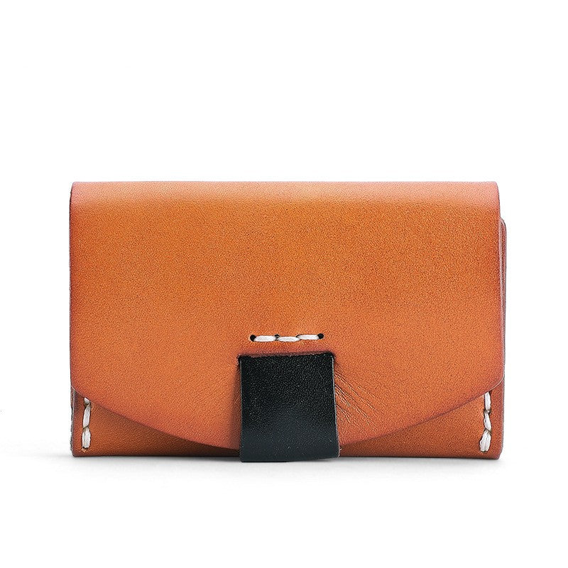 Handmade Genuine Leather Card Holder Retro Short Coin Purse