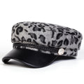 Retro Chic Leopard-print Octagonal Cap For Women Springautumn Style