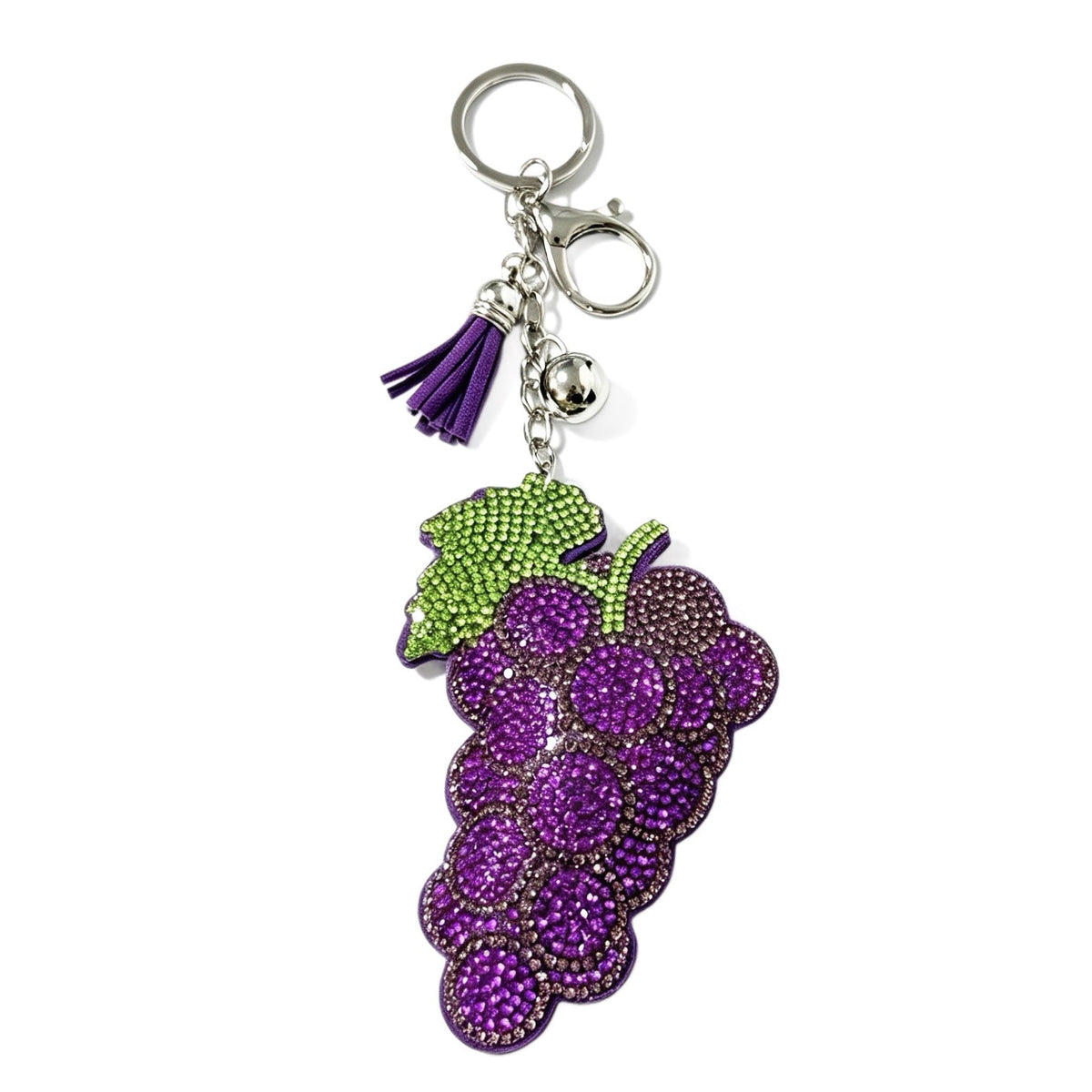 Hot-fix Rhinestone Grape Keychain With Full-rhinestone Tassel