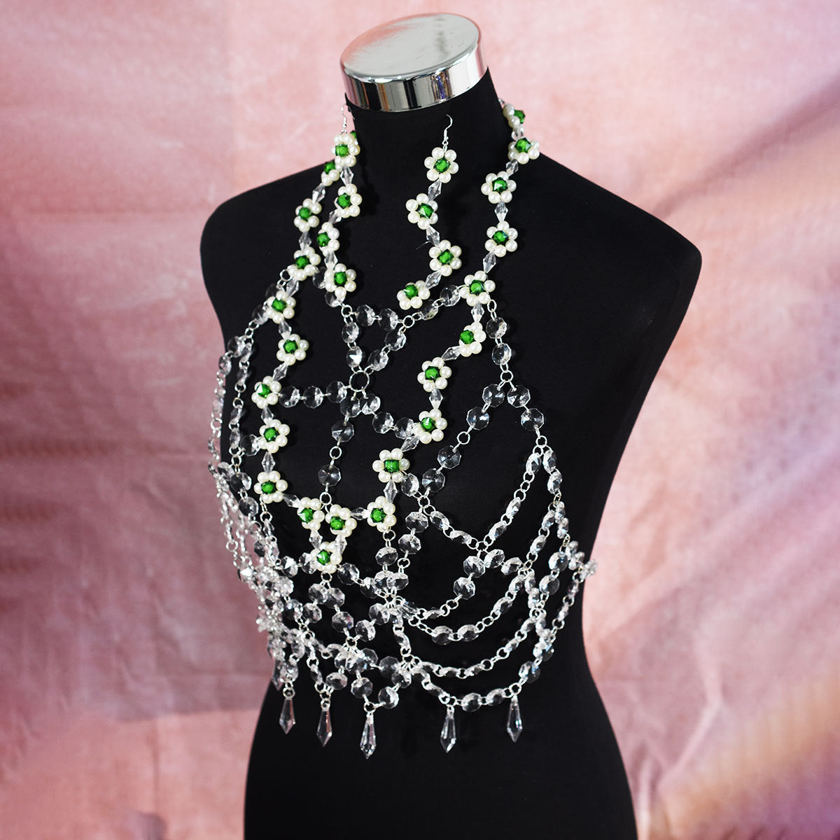 Transparent Round Acrylic Choker And Earring Set