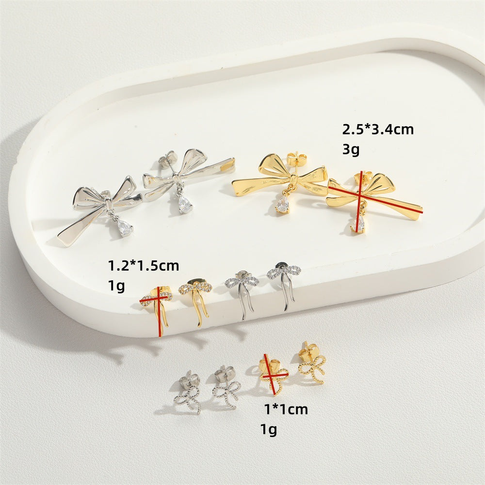 Retro Niche Trendy Gothic Bow Stud Earrings