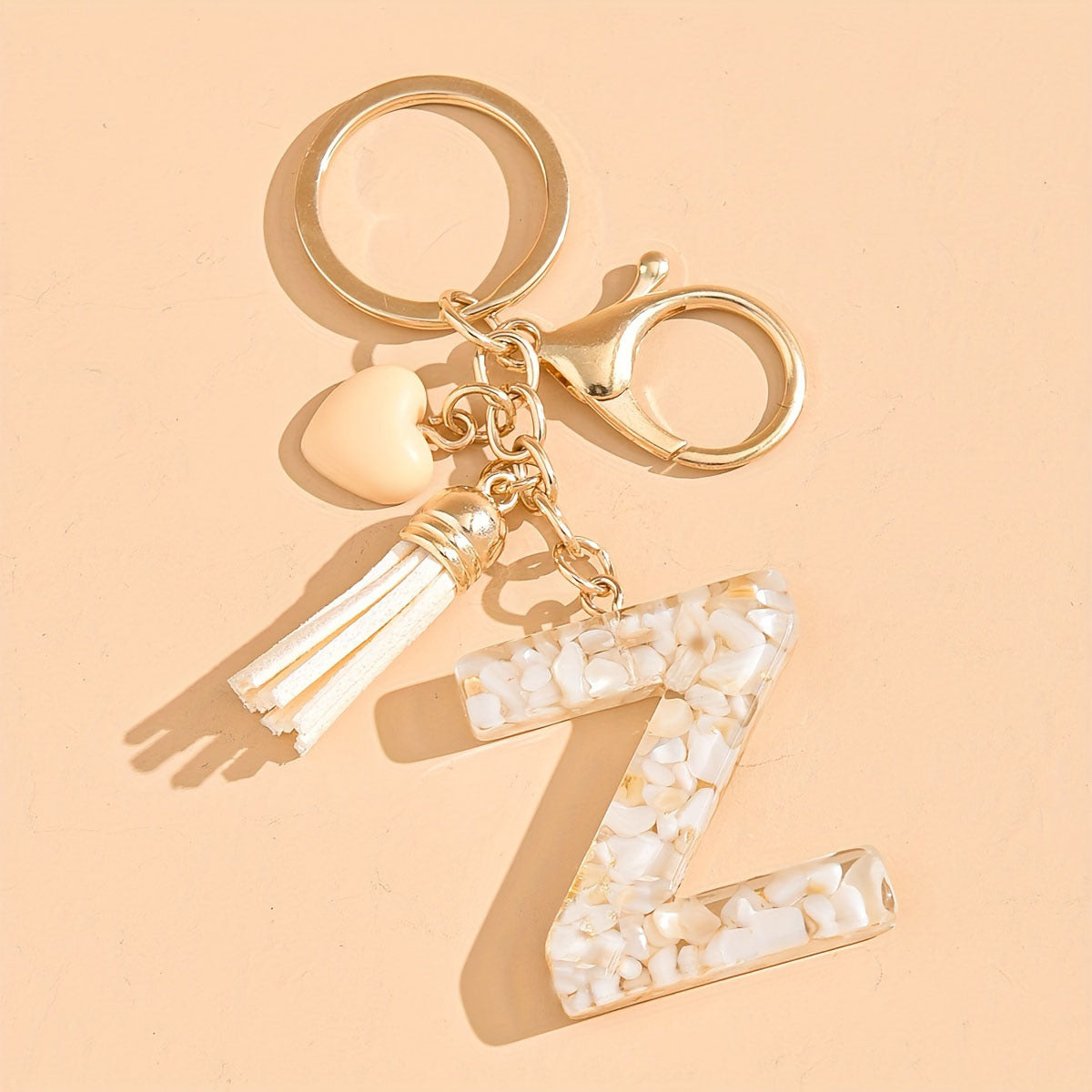 Letter Heart Tassel Keychain Bag