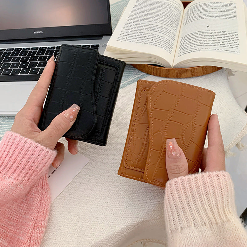 Short Fashionable Multi-color Cardholder With Zipper For Women