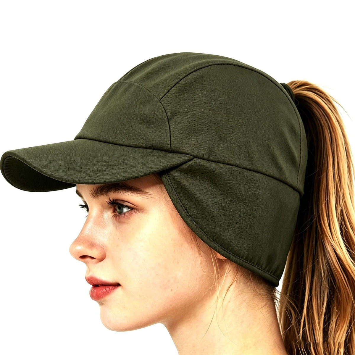 Outdoor Fleece-lined Warm Ponytail Baseball Cap With Ear Flaps