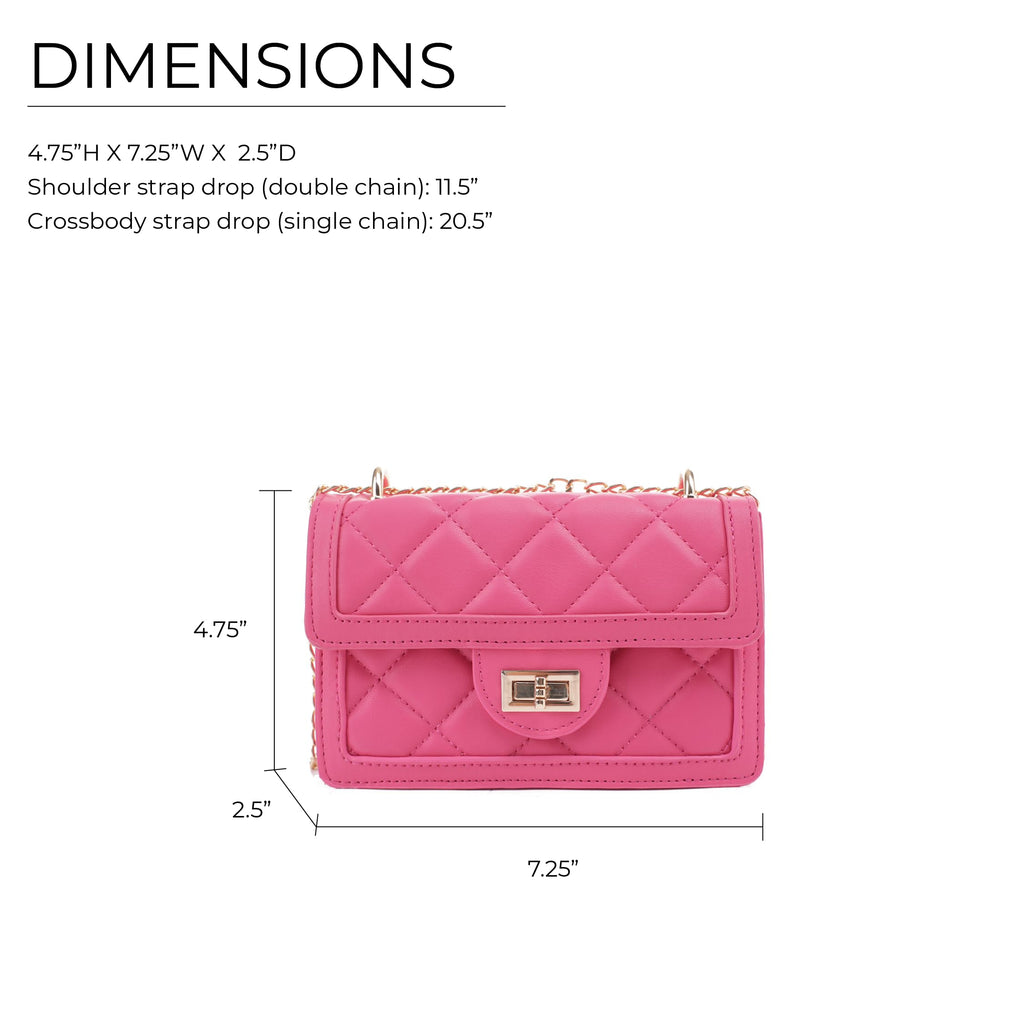 SG SUGU Small Quilted Crossbody Bag, Trendy Designer Shoulder Bag, Phone Wallet Purse for Women (Fuschia)