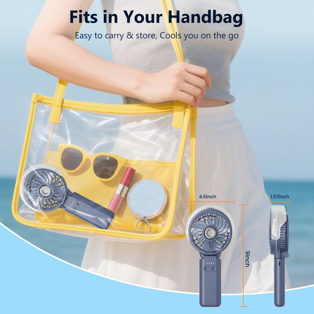 HandFan 5200mAh Upgraded Handheld Misting Fan, Portable Mister Fan Rechargeable, Spray Water Mist Fans, Electric Hand Cooling Ice Fans for Summer Beach Travel Concerts, Gifts for Women(Royal Blue)