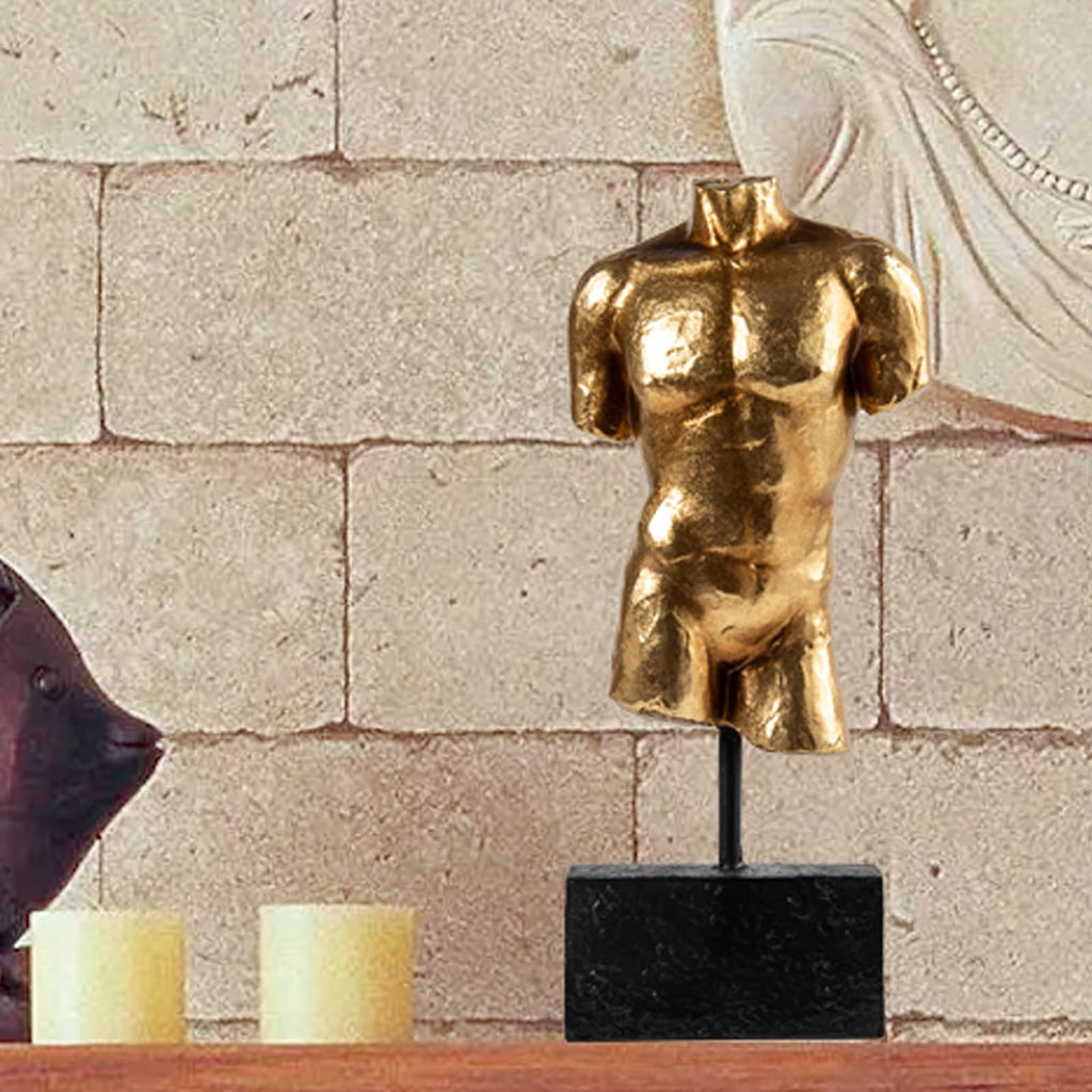 Guichifun Busto Masculino Estatua Escultura de Resina Dorada Decoración del Hogar