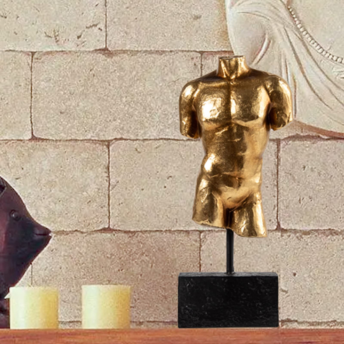 Guichifun Busto Masculino Estatua Escultura de Resina Dorada Decoración del Hogar