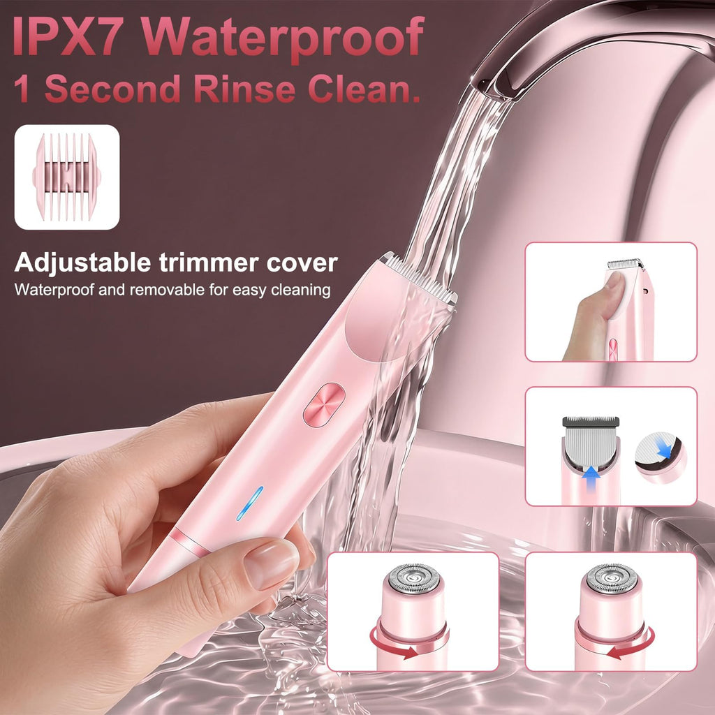 DEBARK 2 in 1 Bikini Trimmer for Women – Pink Electric Razor