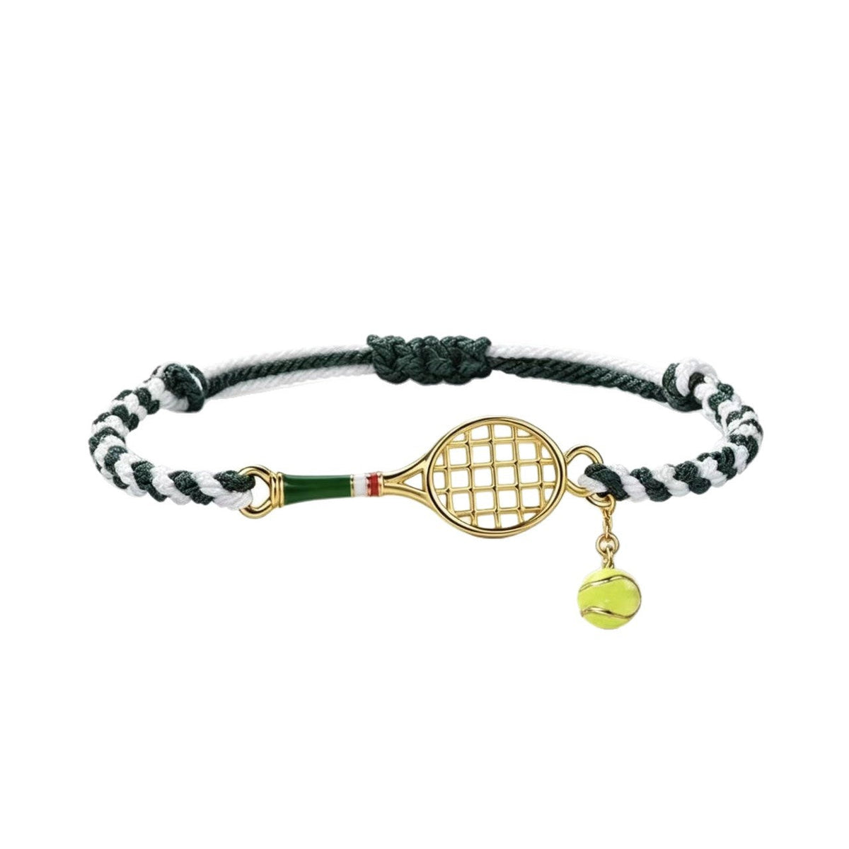 Tennis Racket Woven Pendant Adjustable Bracelet