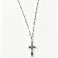 Vintage Distressed Diamond-studded Cross Necklace