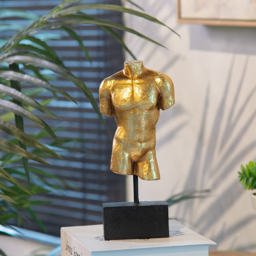 Guichifun Busto Masculino Estatua Escultura de Resina Dorada Decoración del Hogar