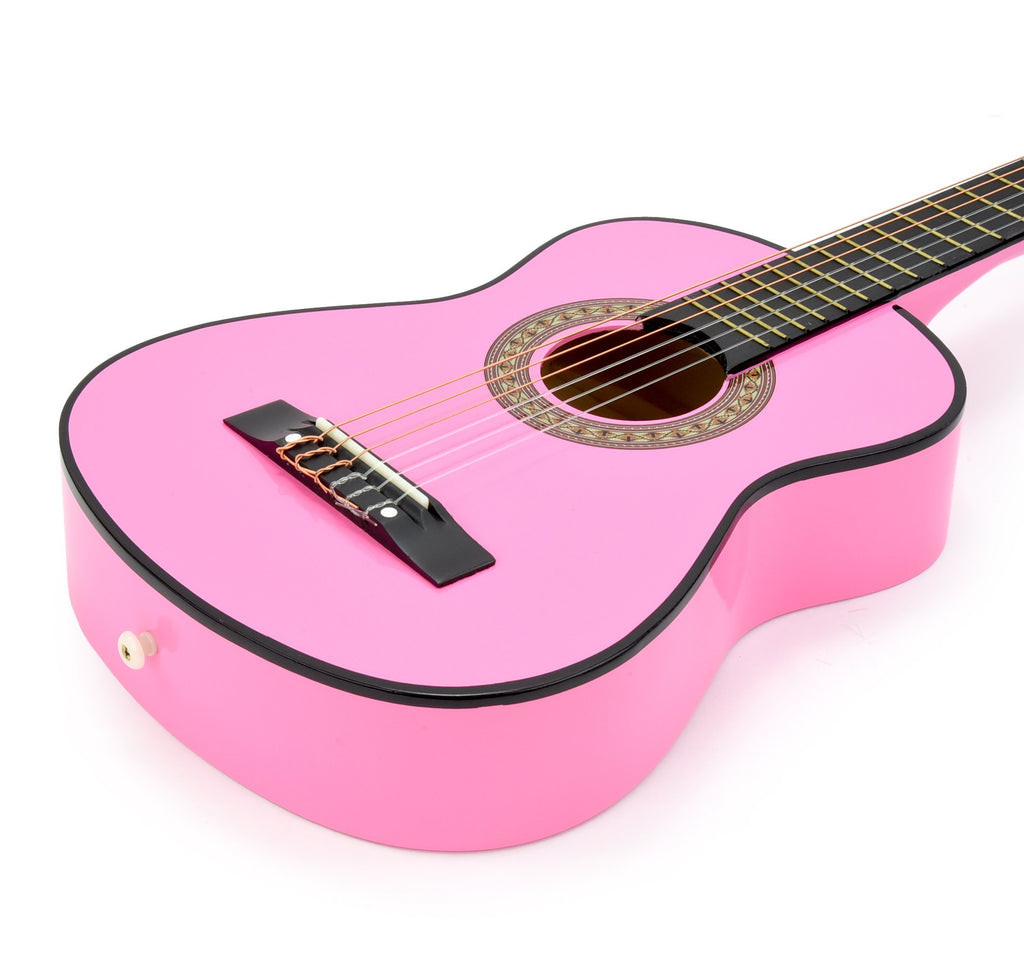 MasterPlay Kids Guitar, 30” Beginner Classical Wood Guitar For Learners, With starter kit, Bag, Strap, Tuner, Pick, Extra String, Cleaning cloth, Christmas, Birthday Gift for Girls Ages 5-12, Pink