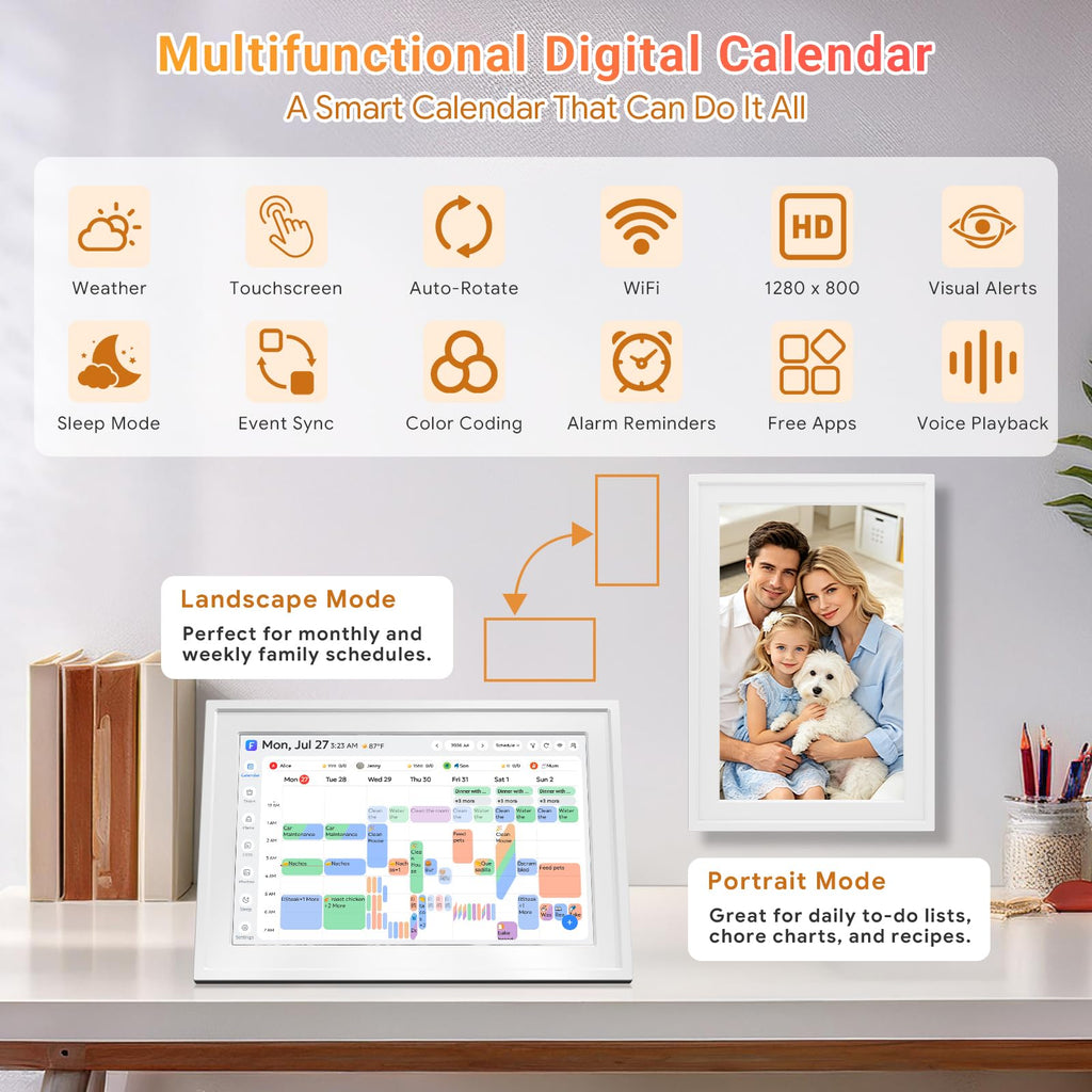 Smart Digital Calendar No Subscription 10.1" Touch Screen