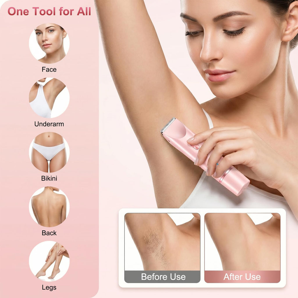 DEBARK 2 in 1 Bikini Trimmer for Women – Pink Electric Razor