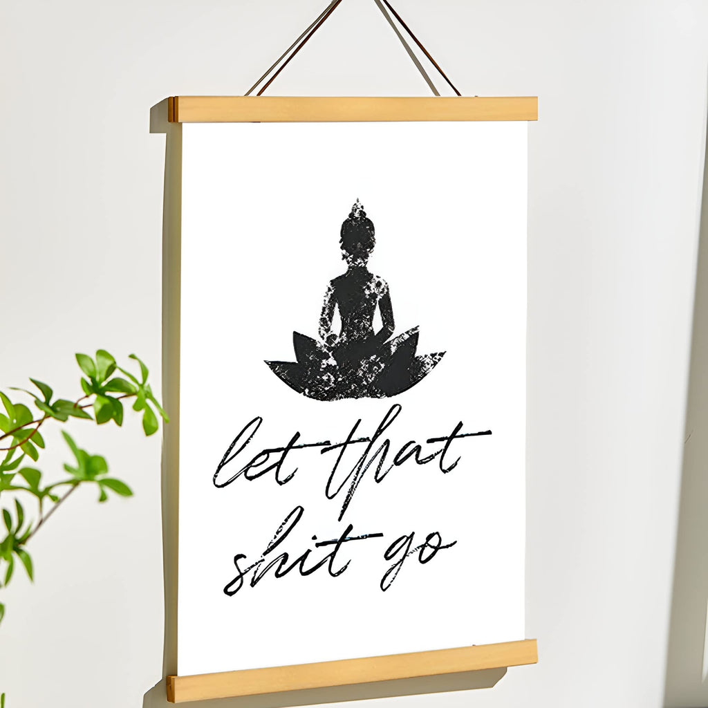 OMCCXO Funny Bathroom Sign Canvas Prints and Magnetic Poster Frame Hanger Poster,Let That Shit Go - Quote Bathroom Wall Art for Bathroom Decor 16x20inch(With Frame)
