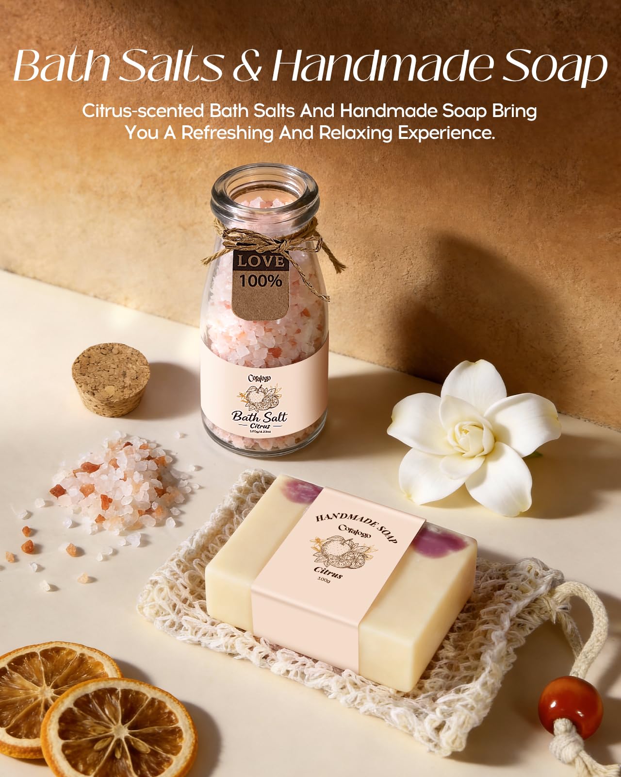 Coralogo Natural Spa Gift Basket for Women, Citrus Jasmine