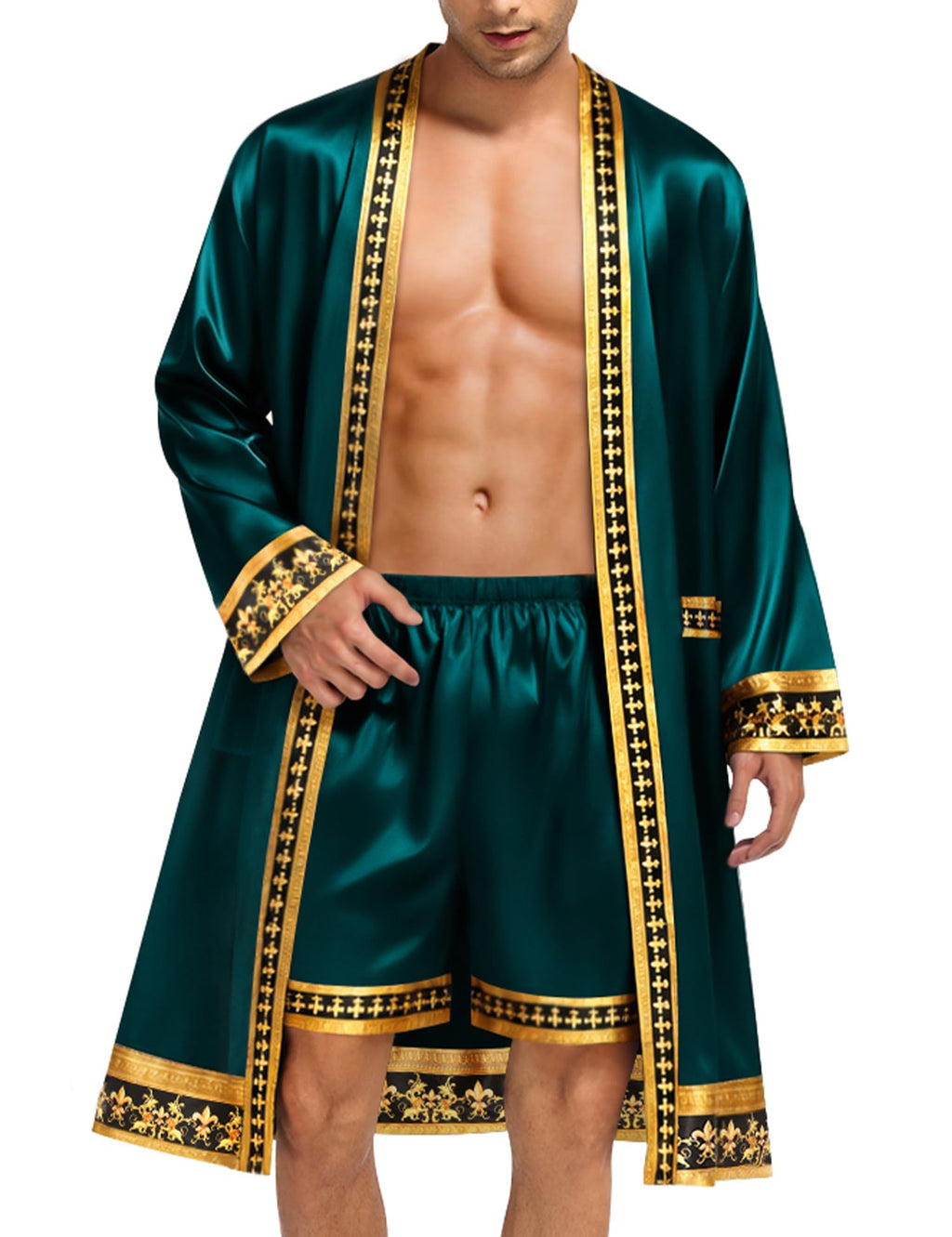 The King’s Satin Silky Kimono Bathrobe Set