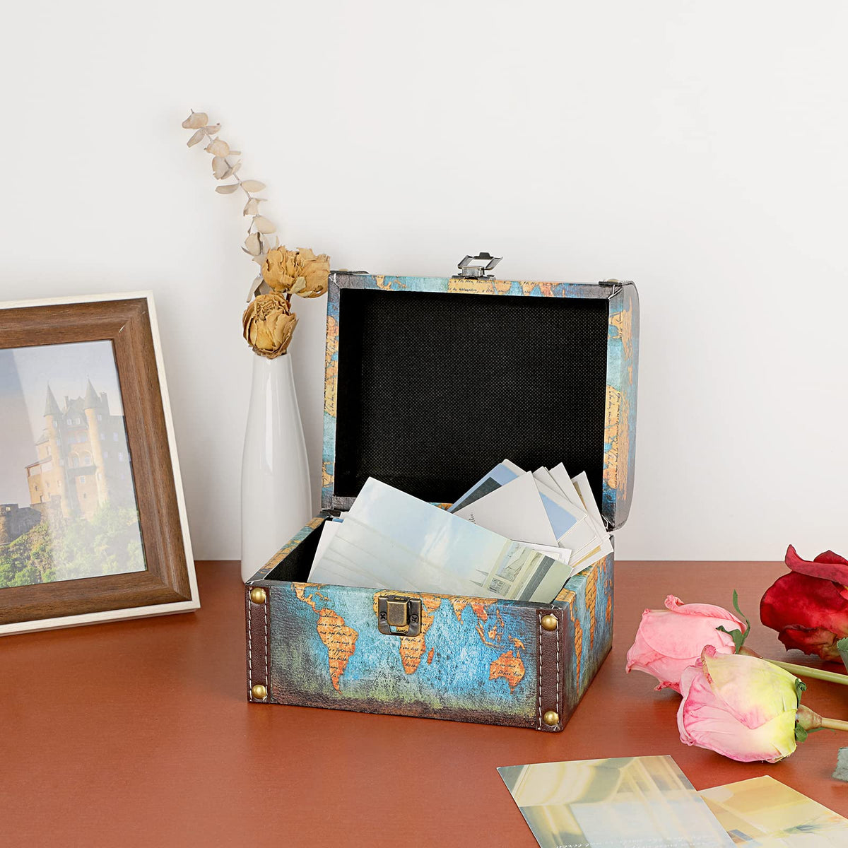 Wooden Treasure Chest Keepsakes Box