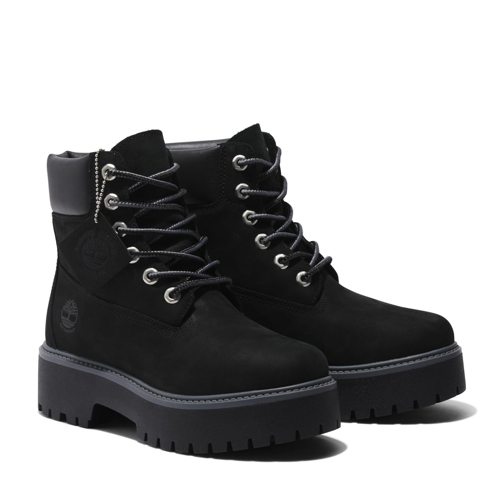 Timberland Women's Stone Street 6 Inch Lace Up Waterproof Boot, Jet Black-NEW 2024, 8.5 Medium