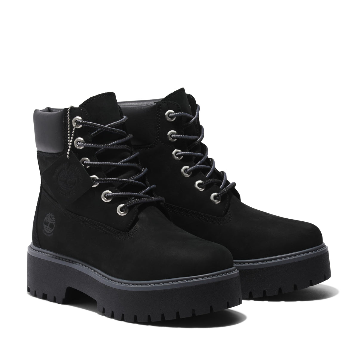 Timberland Women's Stone Street 6 Inch Lace Up Waterproof Boot, Jet Black-NEW 2024, 8.5 Medium