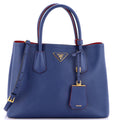 Prada, Pre-Loved Cuir Double Tote Medium, Blue