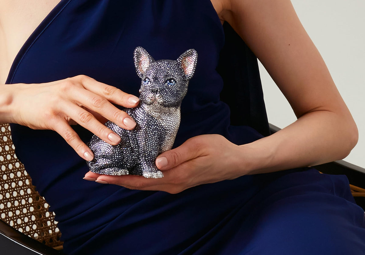 Judith Leiber Couture, French Bulldog Louie, Gray