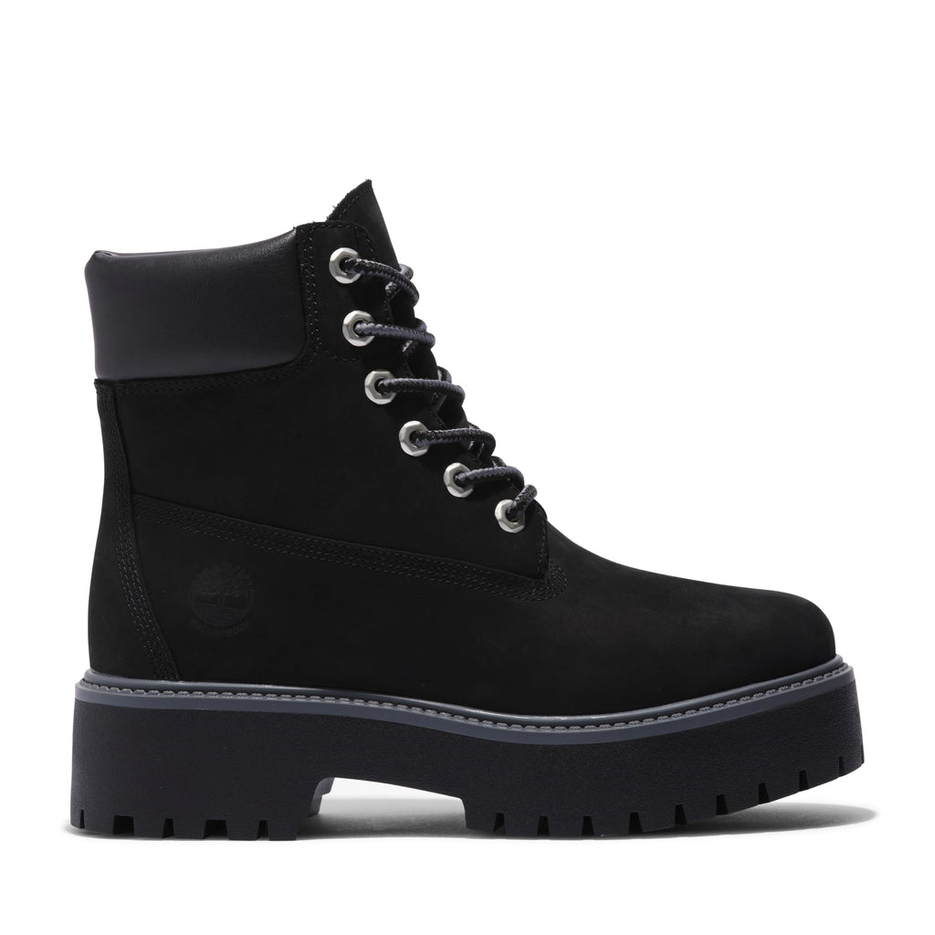 Timberland Women's Stone Street 6 Inch Lace Up Waterproof Boot, Jet Black-NEW 2024, 8.5 Medium